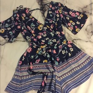 Francescas Blue Rain floral kimono romper
